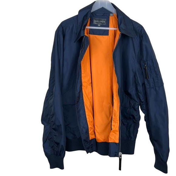 Slate & Stone Navy Bomber Jacket Size XL - Picture 4 of 14